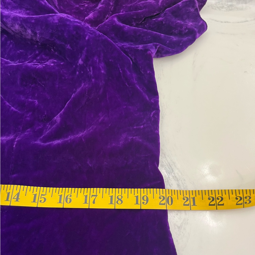 VINTAGE Purple Crushed Velvet Velour Scallop Women's PLUS Formal Holiday Dress - Picture 7 of 11
